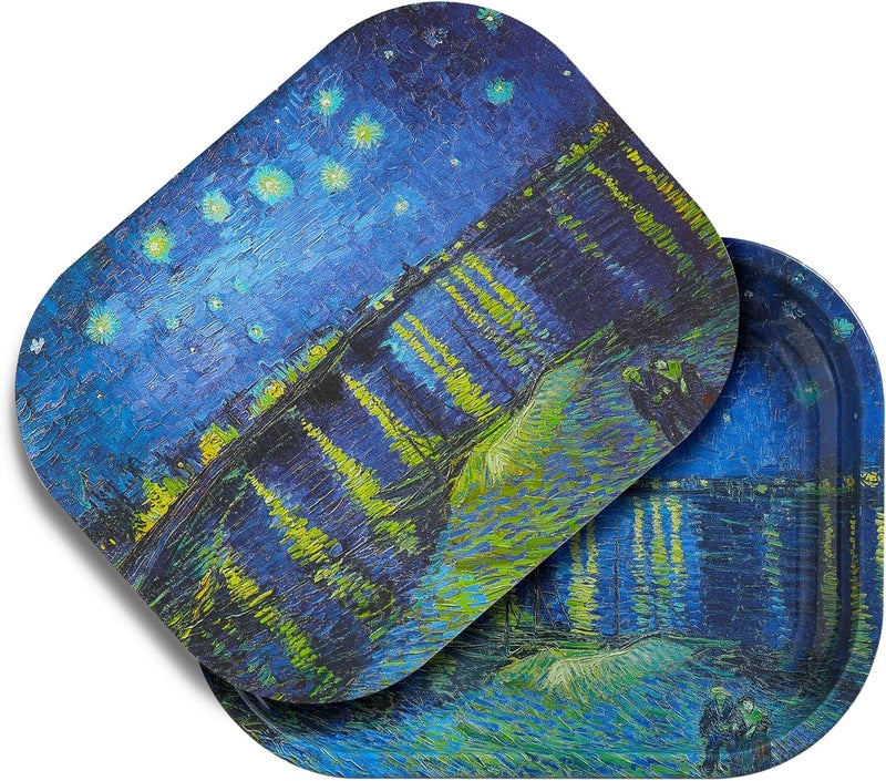 PYSEA Premium Metal Decorative Tray with PVC Soft Magnetic Lid, Van Gogh Art Small Tray, Perfect Storage for Home or On-The-Go, 7'' X 5.5'' - Image 1